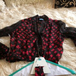 Jean Paul Gaultier sheer red tie cards heart club